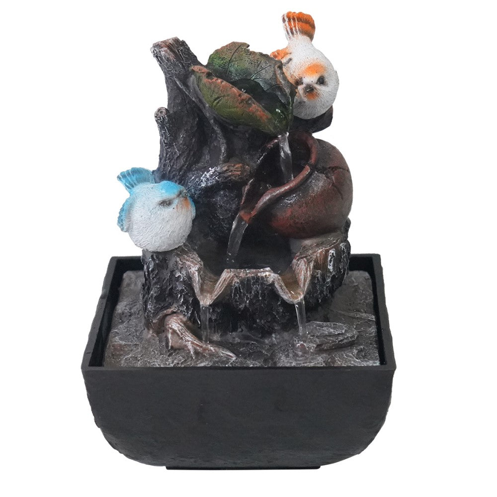 Polyresin Tree Birds Fountain Tabletop Decor