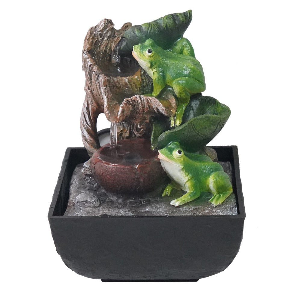 Polyresin Wood Frogs Fountain Tabletop Decor