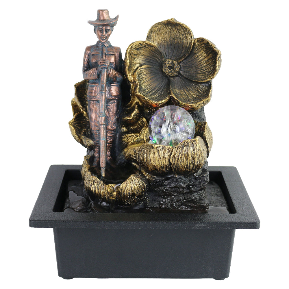 Poppy Anzac Polyresin Fountain Tabletop Decor