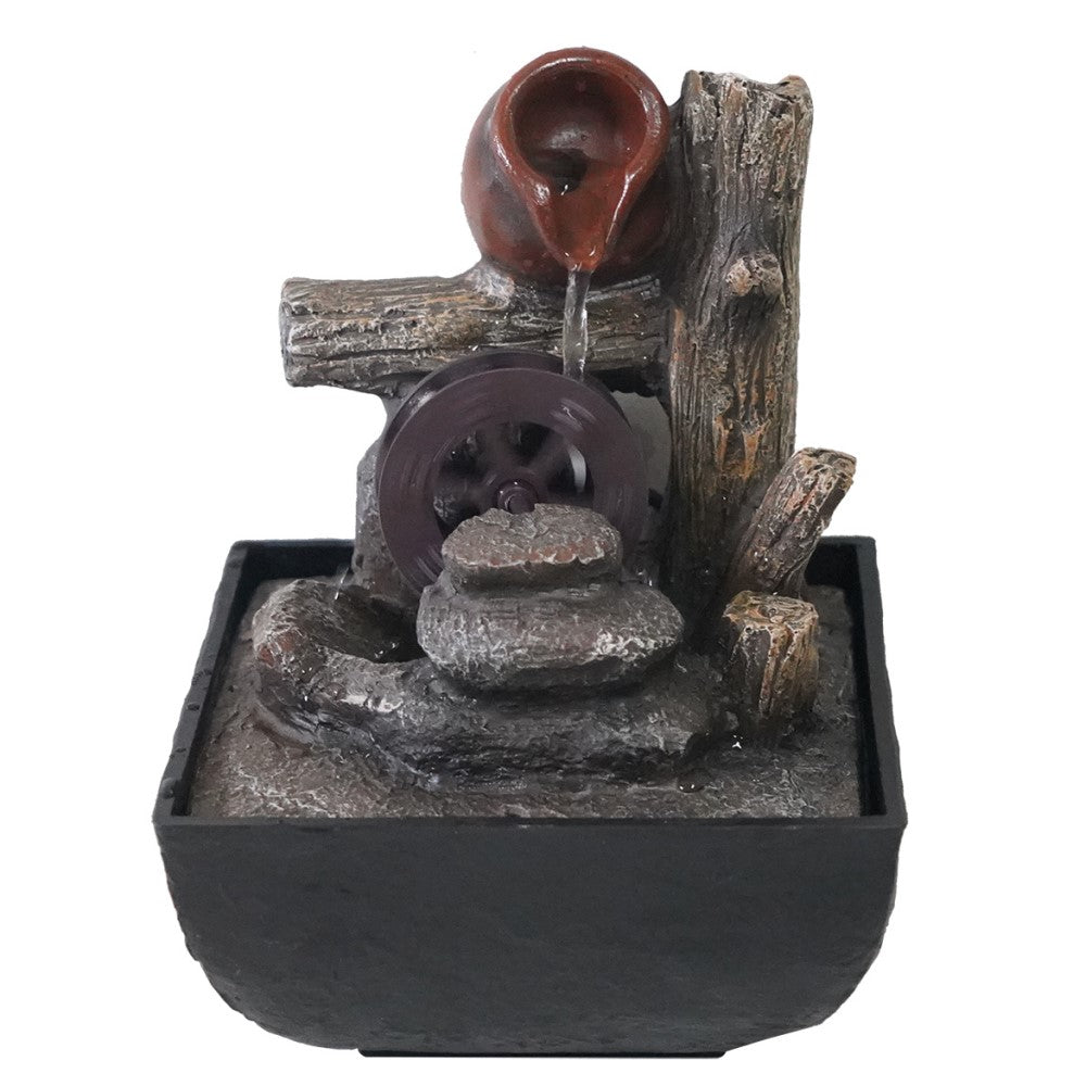 Pot Wheel Polyresin Fountain Tabletop Decor