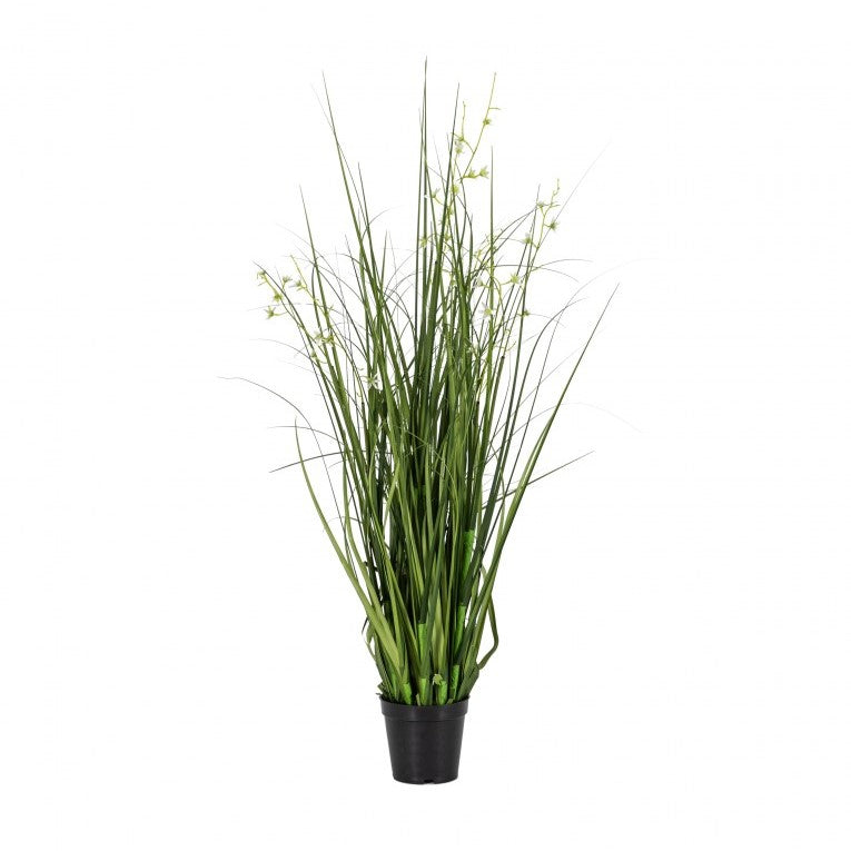 Artificial Potted Grass Showcasing 7 Heads of White Beauty