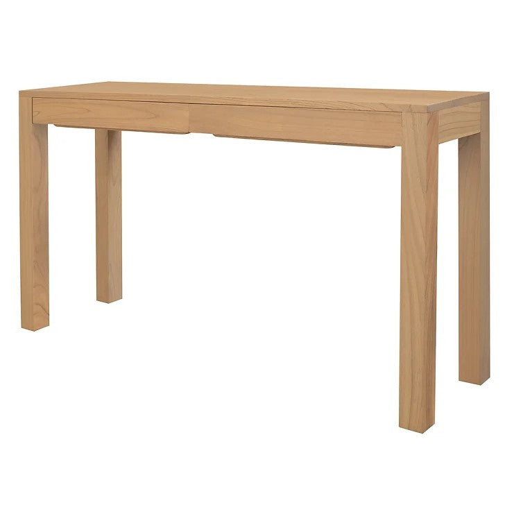 Practical Style 2 Drawer Solid Mindi Wood Sofa Table - Natural