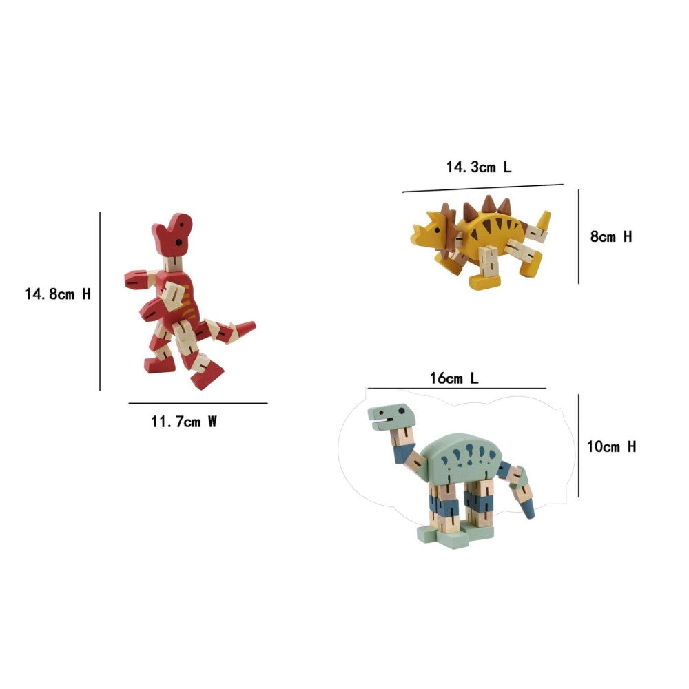 Prehistoric Play - Wooden Flexi Dino - Set of 3