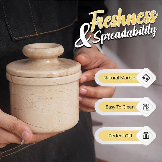 Premuim Quality Marble Butter Crock - Light Brown