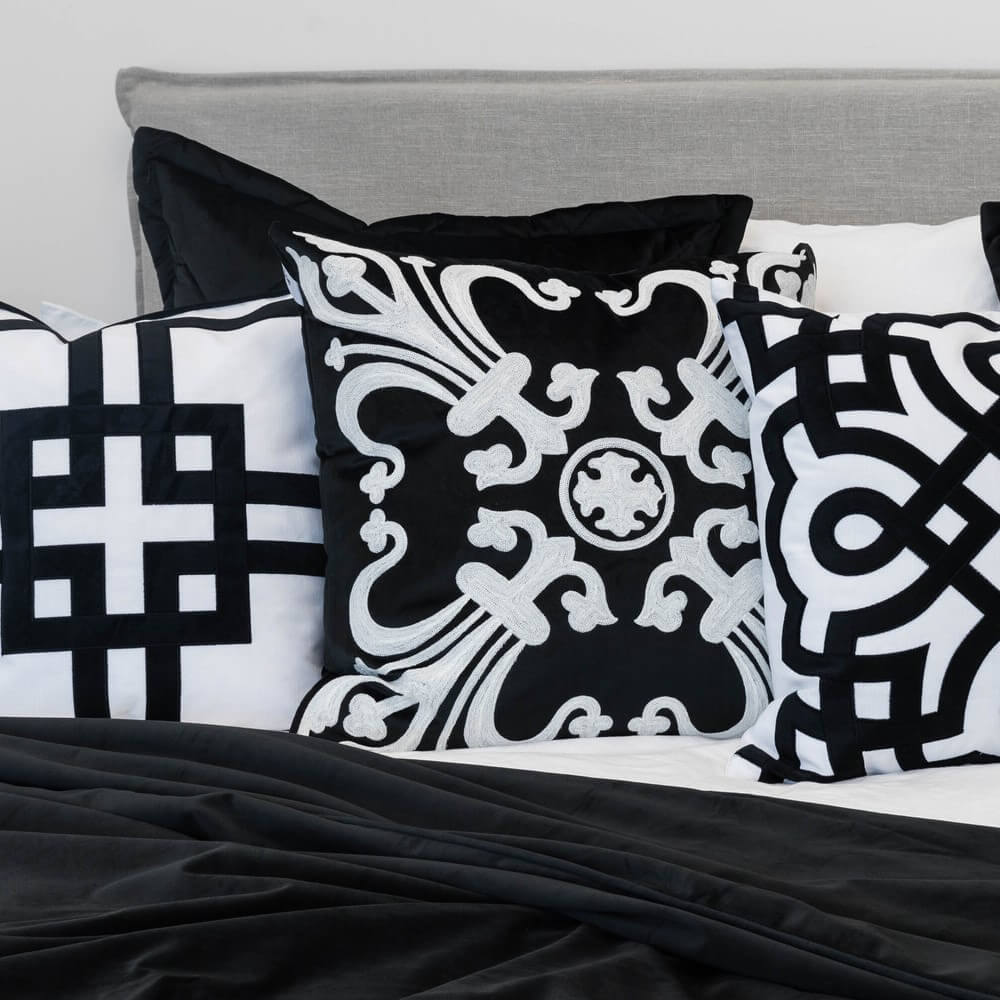 Provence Velvet 55x55cm Cushion Cover - Black