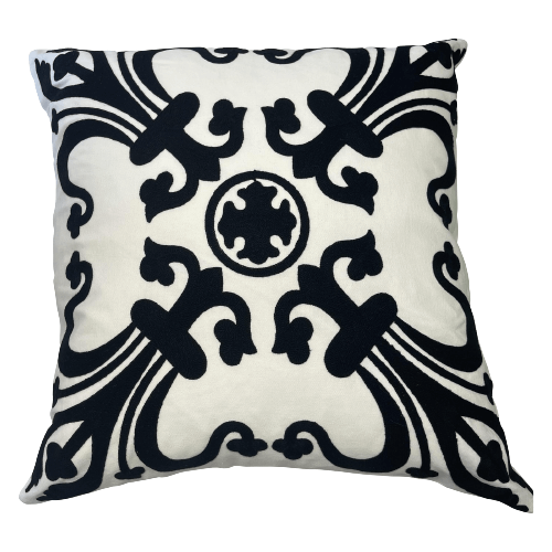 Provence Velvet 55x55cm Cushion Cover - Black On White