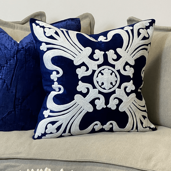 Provence Velvet 55x55cm Cushion Cover - Navy