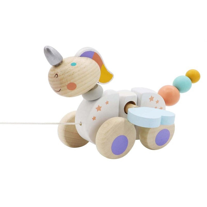 Pull Along Toddler Wooden Toy Unicorn