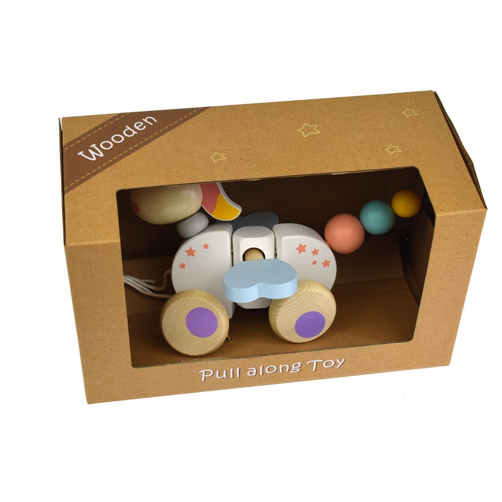 Pull Along Toddler Wooden Toy Unicorn