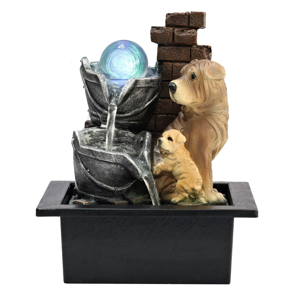 Puppy Pot Polyresin Fountain Tabletop Decor