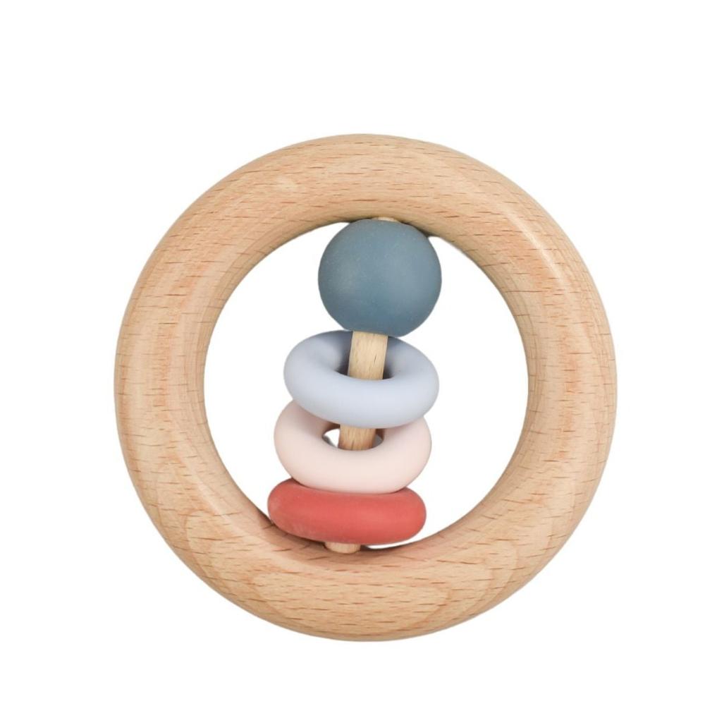 Pure Baby Comfort Wooden & Silicone Teething Ring - Red