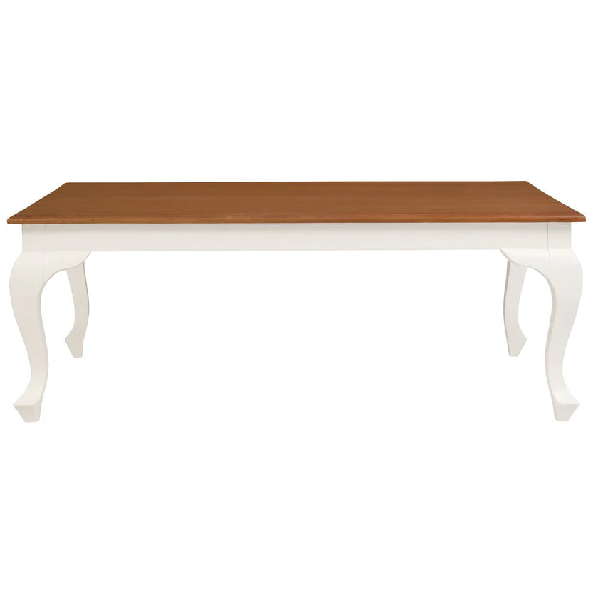 Queen Anne Vintage-Inspired Coffee Table - White Caramel