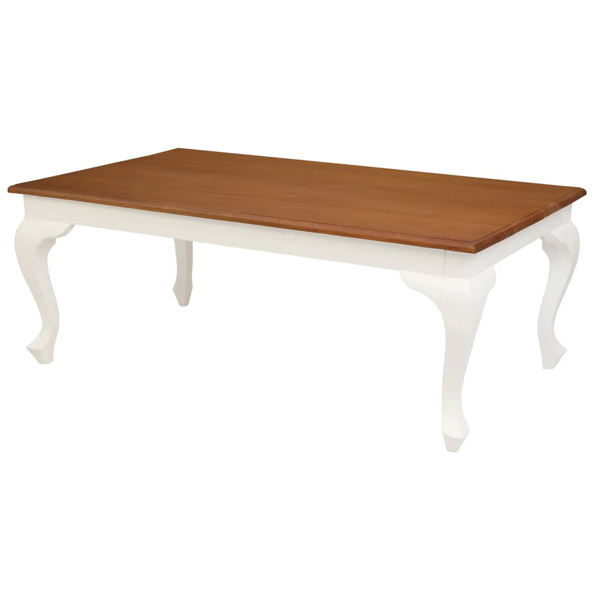 Queen Anne Vintage-Inspired Coffee Table - White Caramel