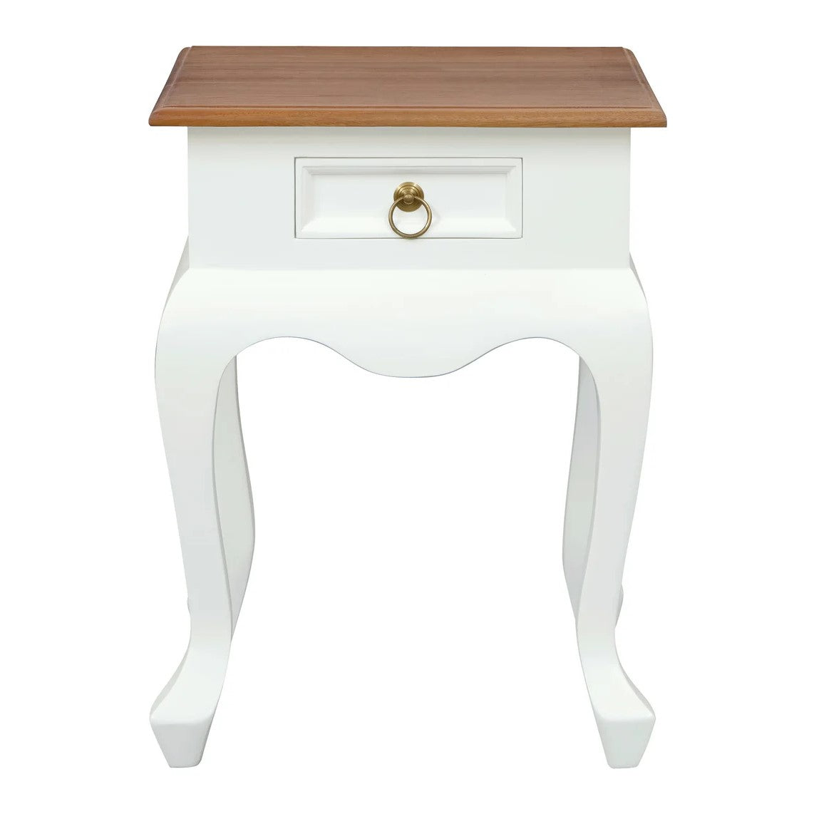 Queen White Caramel Classic 1-Drawer Lamp Table - 45cms
