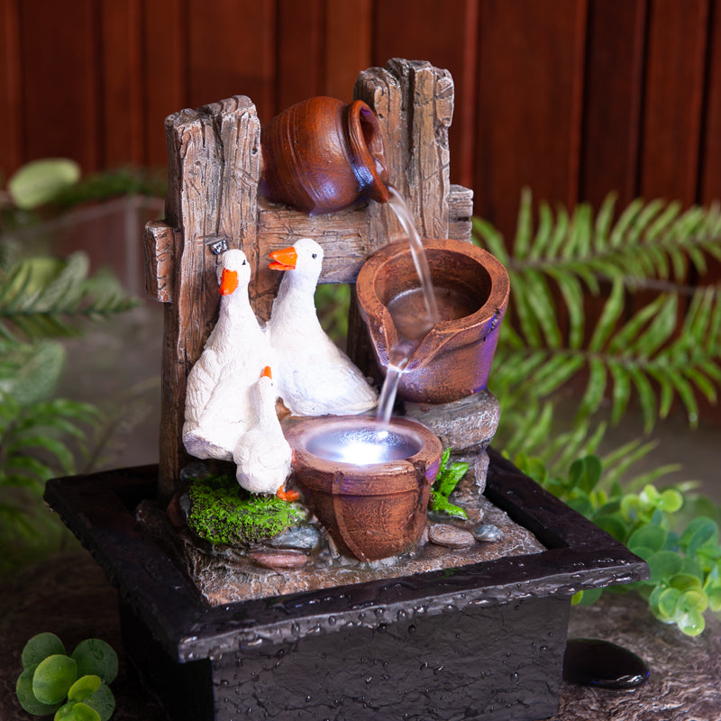 Quirky and Charming Pot Ducks Water Fountain