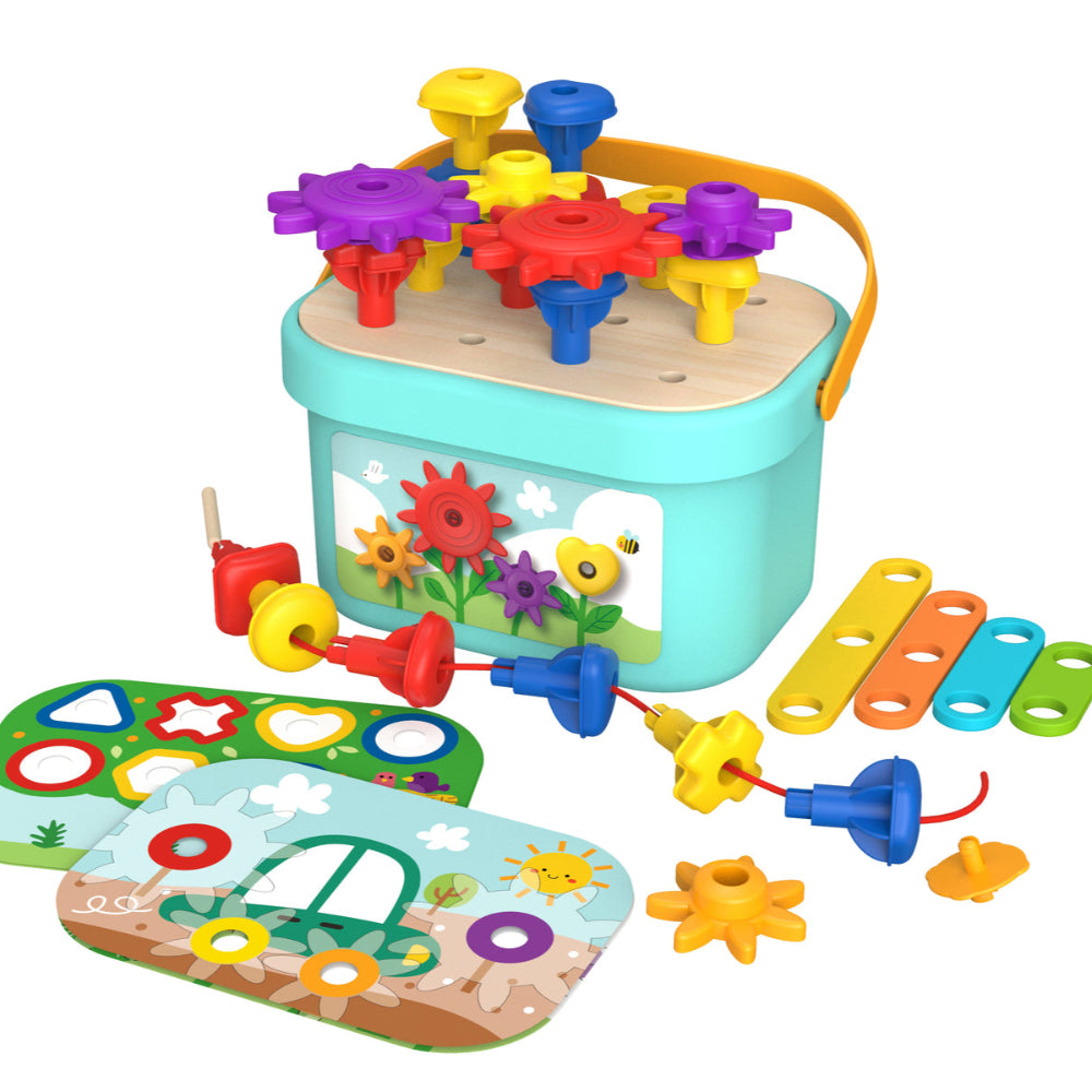 Rainbow Pegs & Cogs - Stacking and Lacing Set