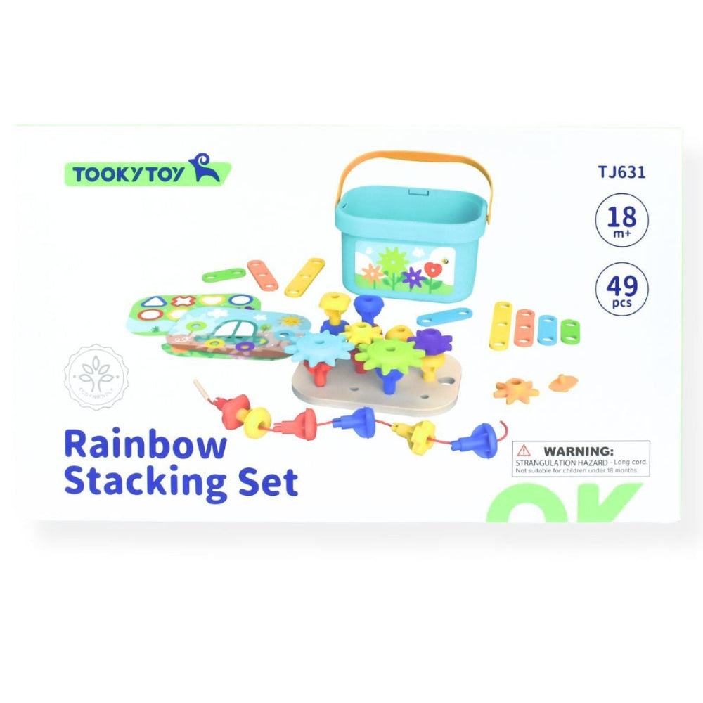 Rainbow Pegs & Cogs - Stacking and Lacing Set