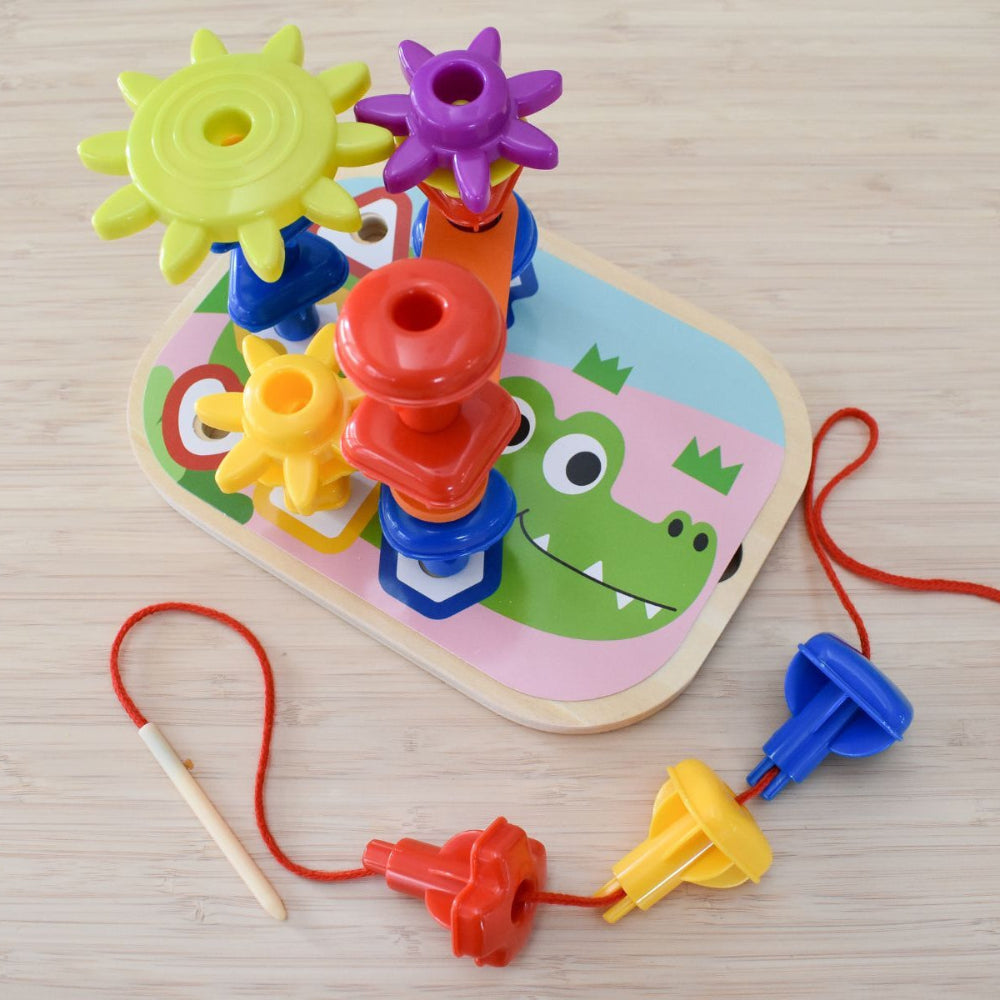 Rainbow Pegs & Cogs - Stacking and Lacing Set