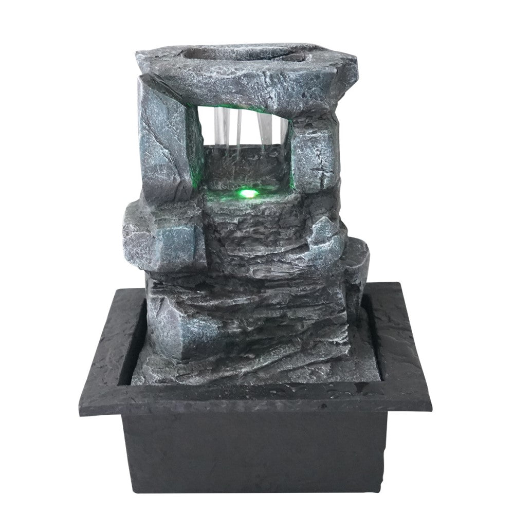 Raining Slab Polyresin Fountain Tabletop Decor