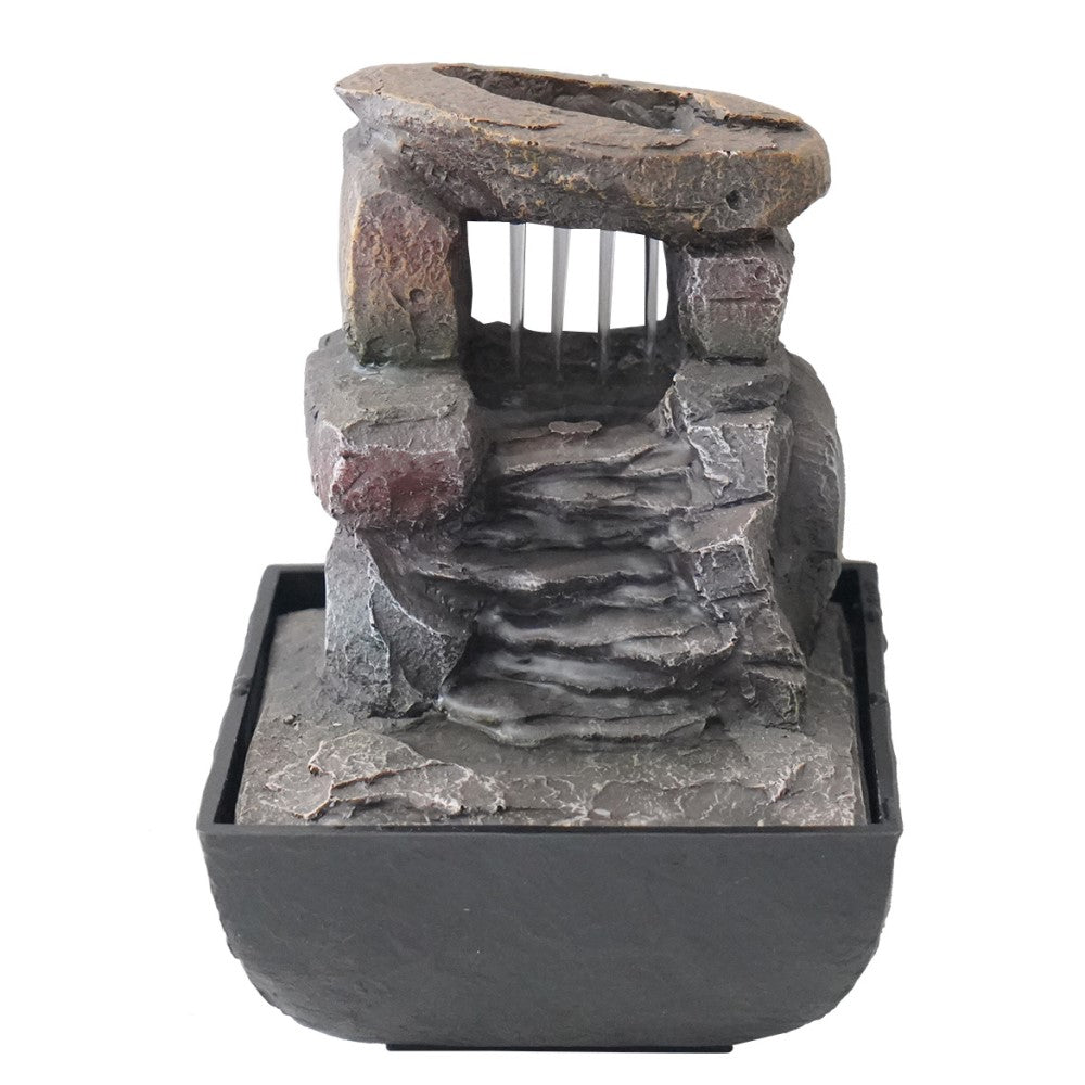 Raining Stone Polyresin Fountain Tabletop Decor