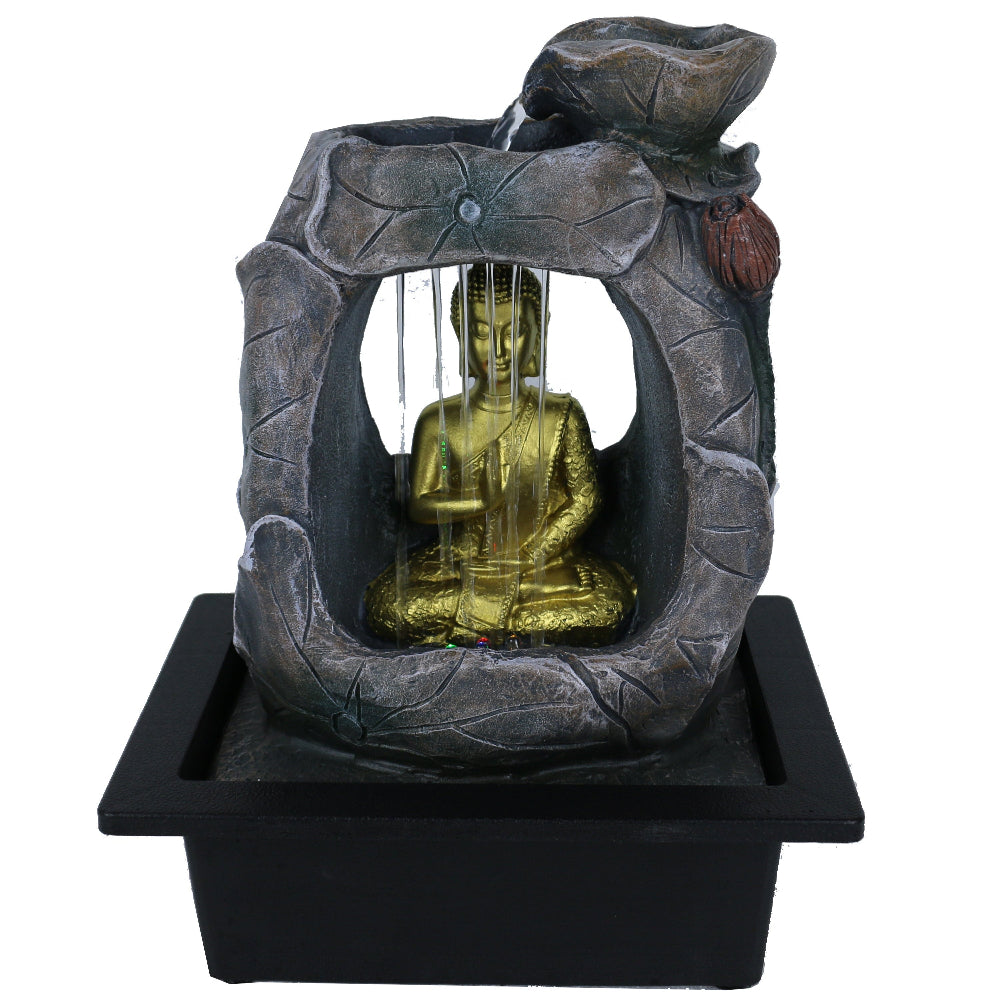 Raining Zen Buddha Polyresin Fountain Tabletop Decor