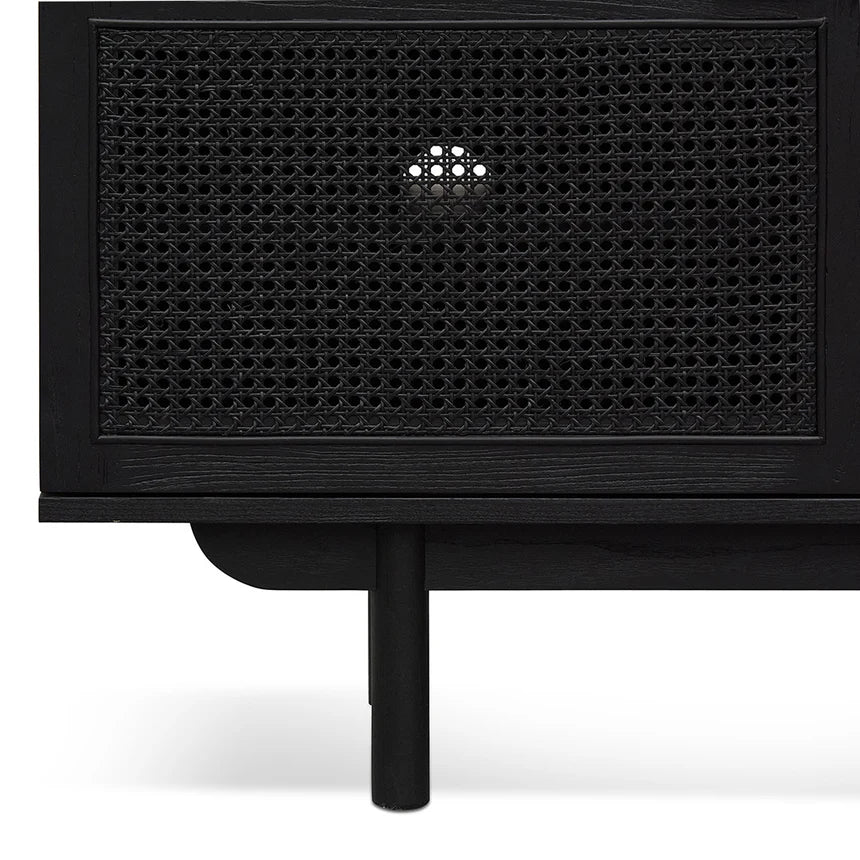Rattan Door Black Entertainment TV 170cms - Natural