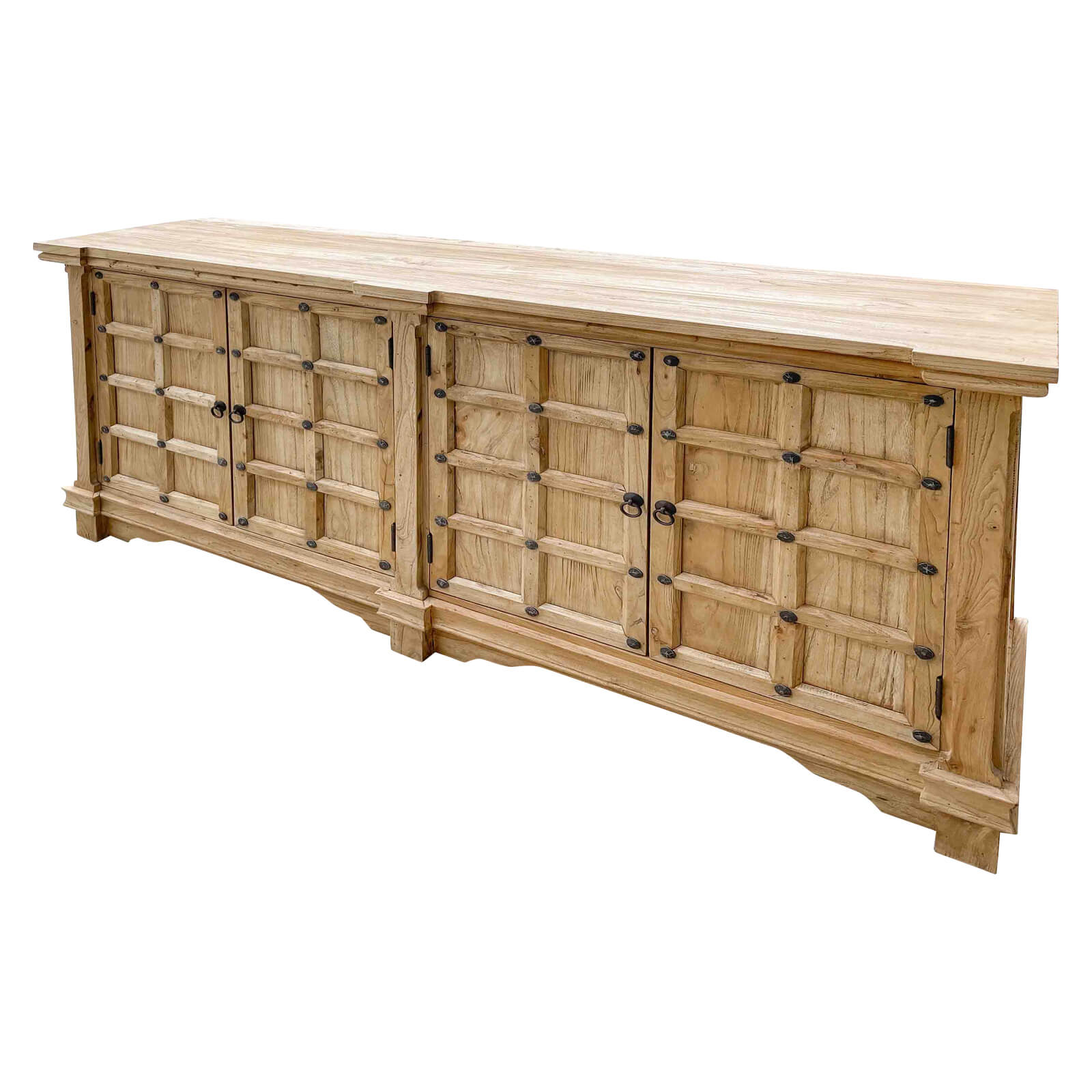 Reclaimed Elm Wood Buffet with Studded Detail