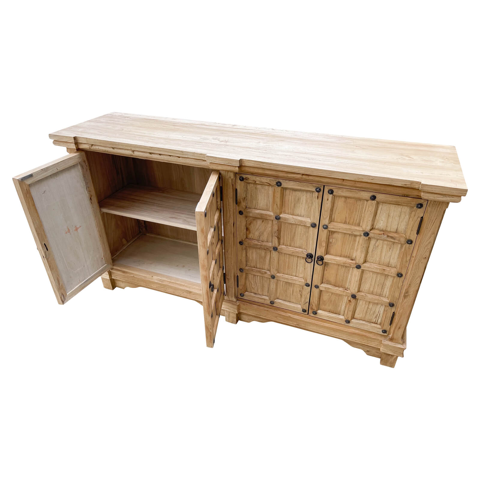 Reclaimed Elm Wood Buffet with Studded Detail