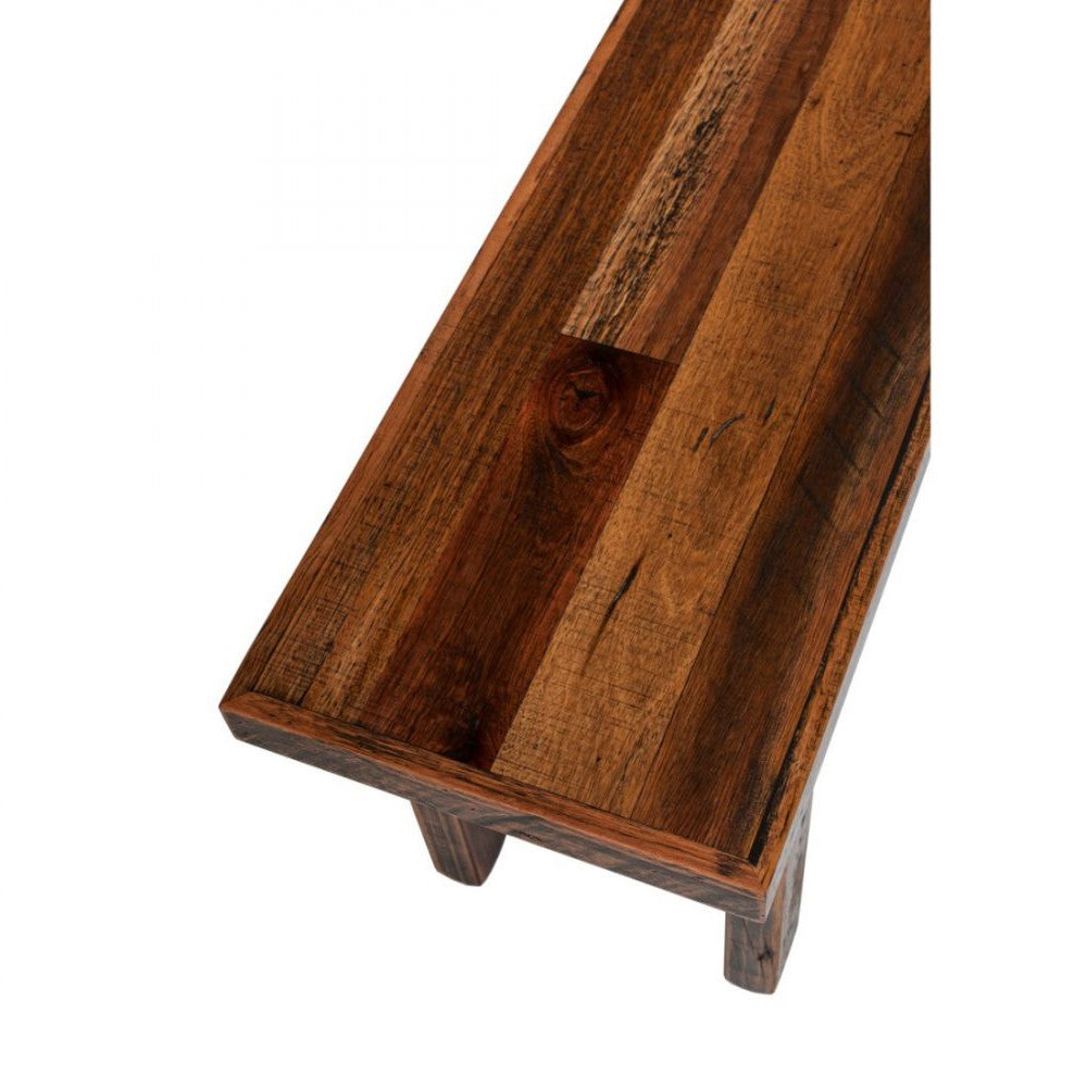 Reclaimed Wooden Dining Bench Staggered Finish Bed End 130cm