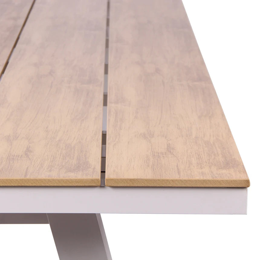 Rectangle Sand White Outdoor Dining Table - 230cms