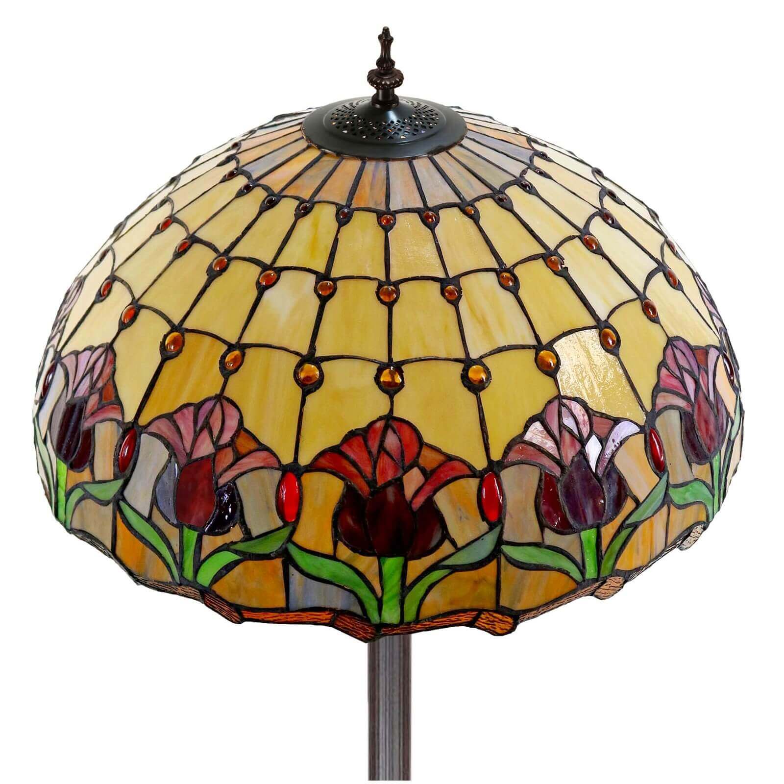 Red Tulips Tiffany Stained Glass Shade Floor Lamp