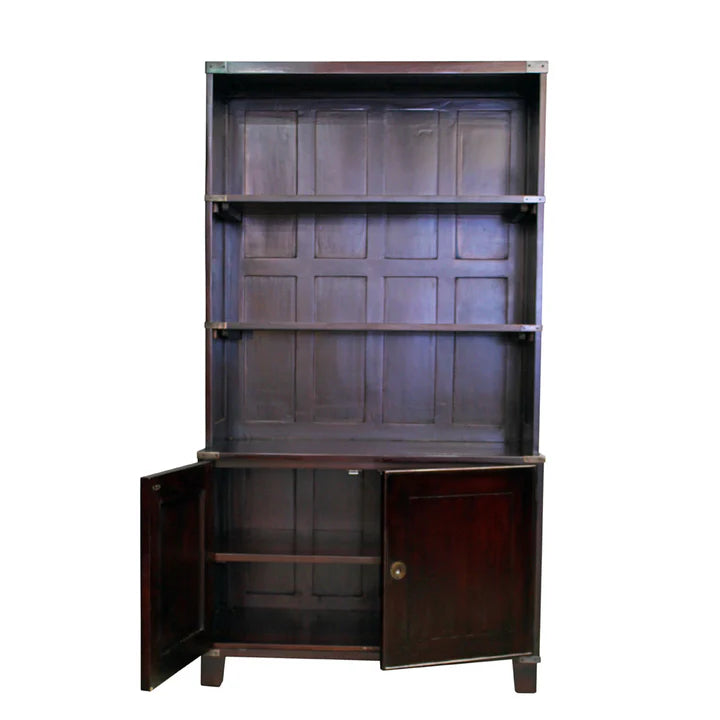 Refined Campaign Office Bookcase - Dark Mahogany