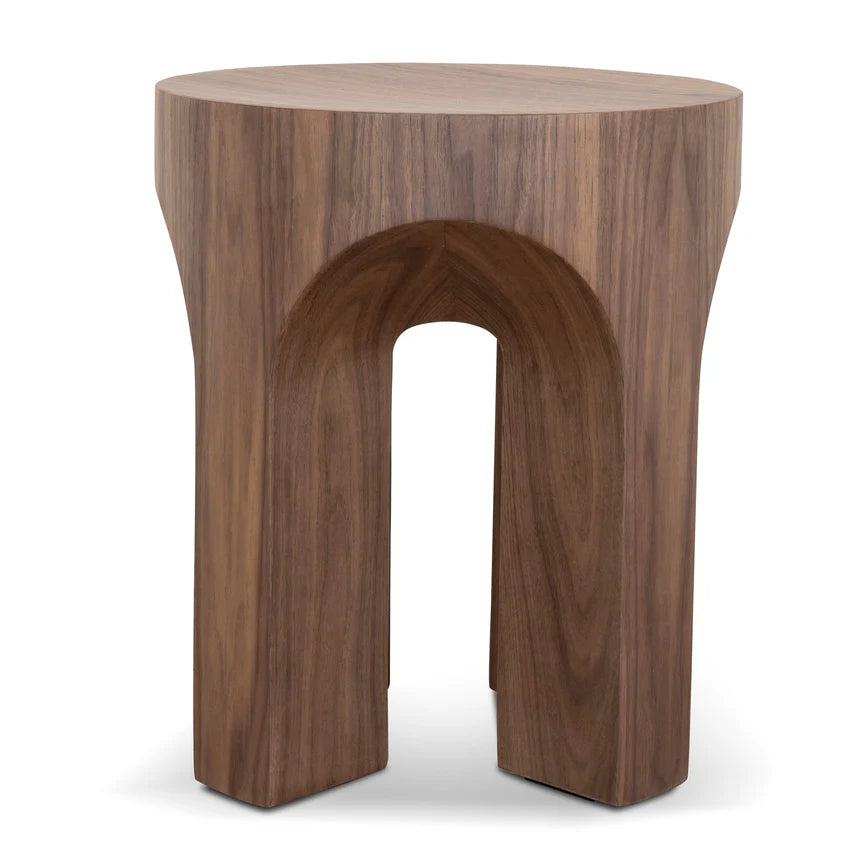 Refined Fiberglass Isla Round Side Table - Walnut