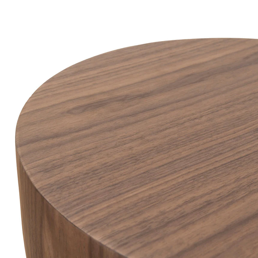 Refined Fiberglass Isla Round Side Table - Walnut