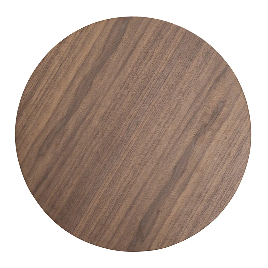 Refined Fiberglass Isla Round Side Table - Walnut