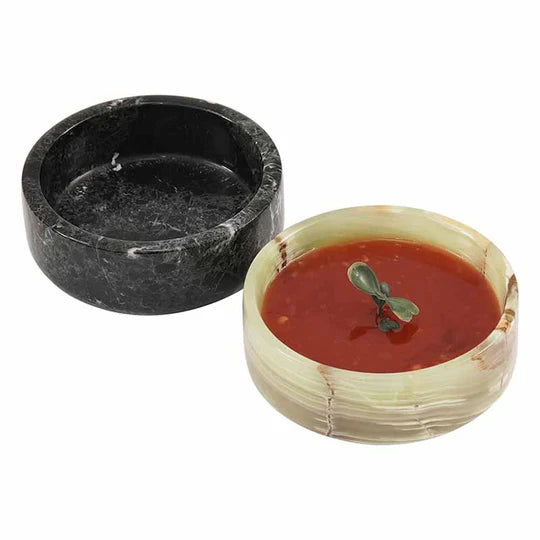 Refined Marble Sauce Cups Set - Black & Green