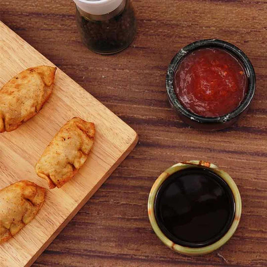 Refined Marble Sauce Cups Set - Black & Green