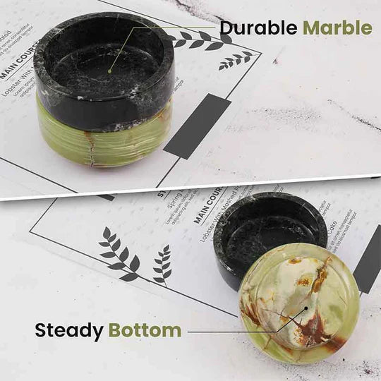 Refined Marble Sauce Cups Set - Black & Green