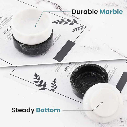 Refined Marble Sauce Cups Set - Black & White