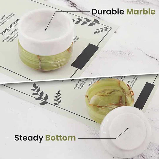 Refined Marble Sauce Cups Set - Green & White