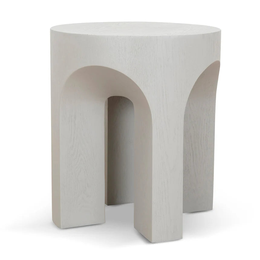 Refined Wooden Isla Round Side Table - Grey