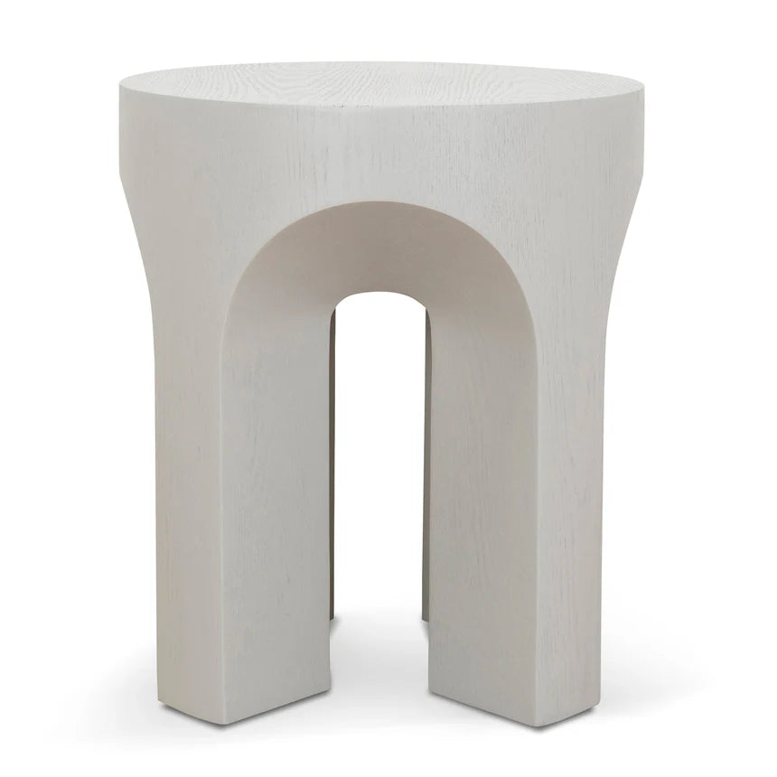 Refined Wooden Isla Round Side Table - Grey