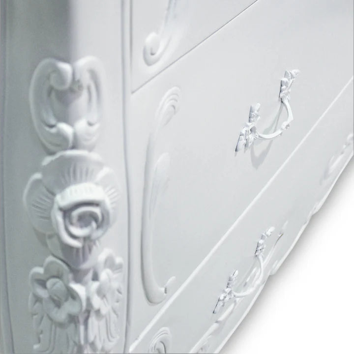 Refined Wooden Rococo Chest of Drawers - White