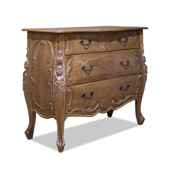Refined Wooden Rococo Chest of Drawers - Weathered Oak