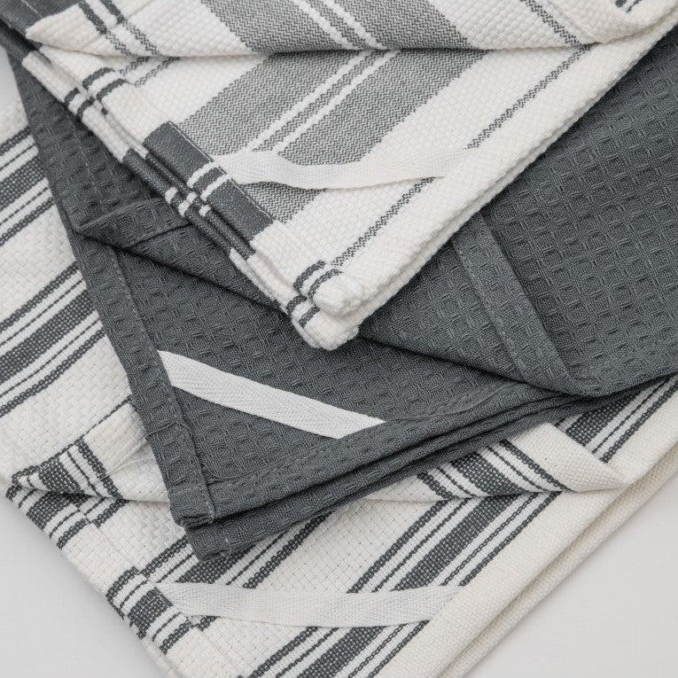 Charcoal Charm Stripes Eco-Friendly Cleaning Towel - 3Pk