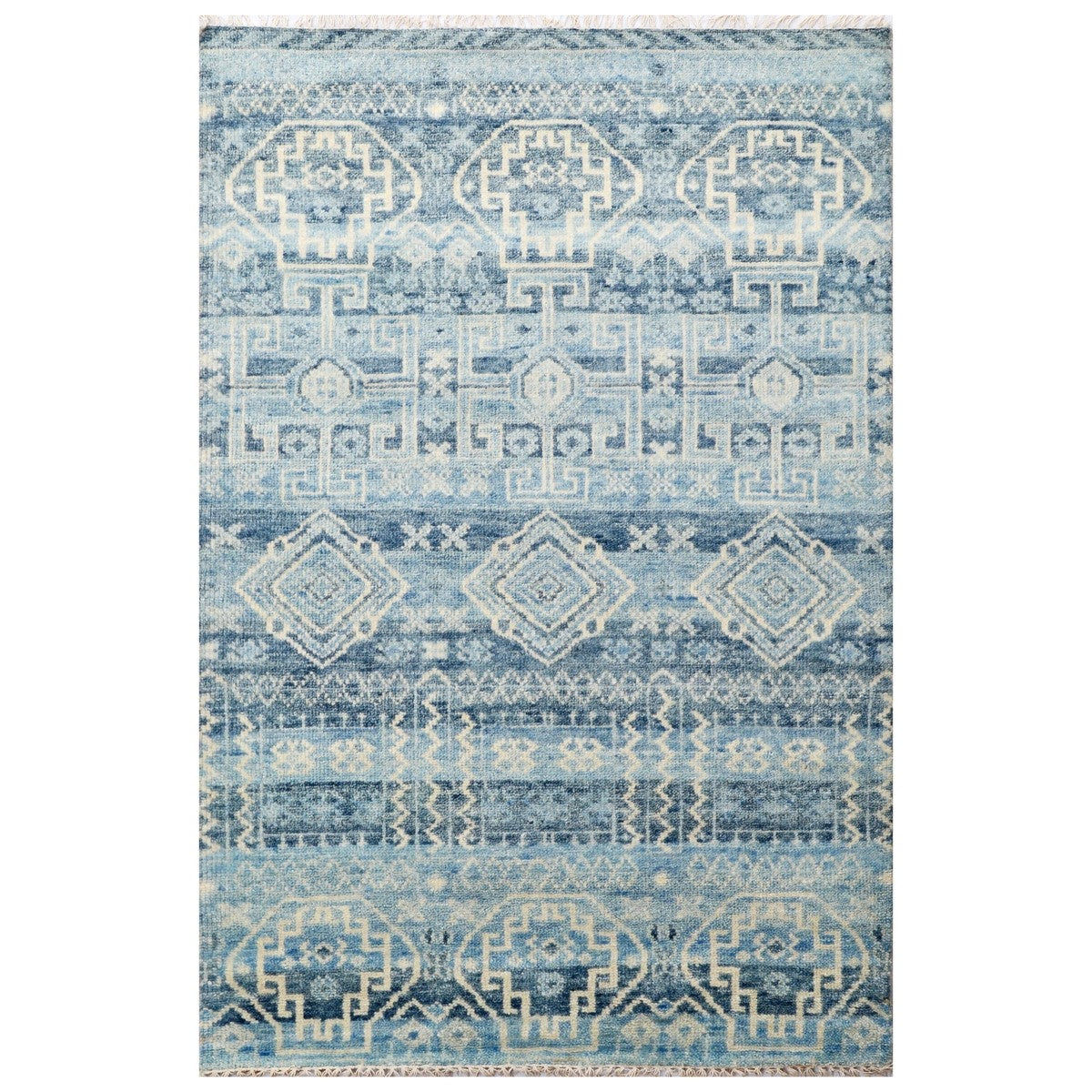 Regal Designer Hand Woven Woolen Rug Blue (Available in 4 Sizes)