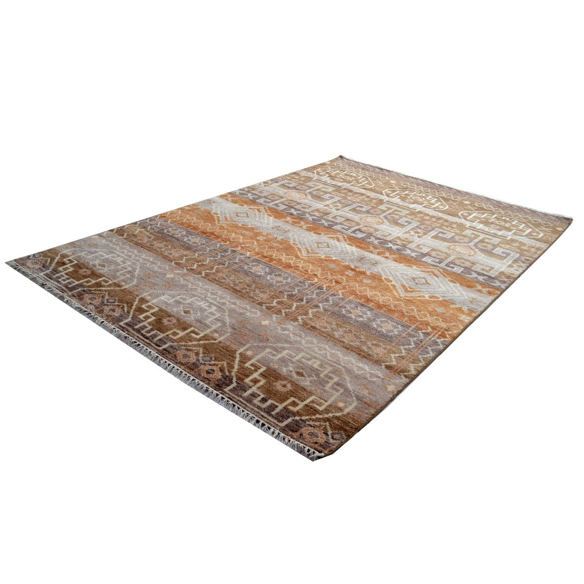 Regal Designer Hand Woven Woolen Rug Brown (Available in 3 Sizes)
