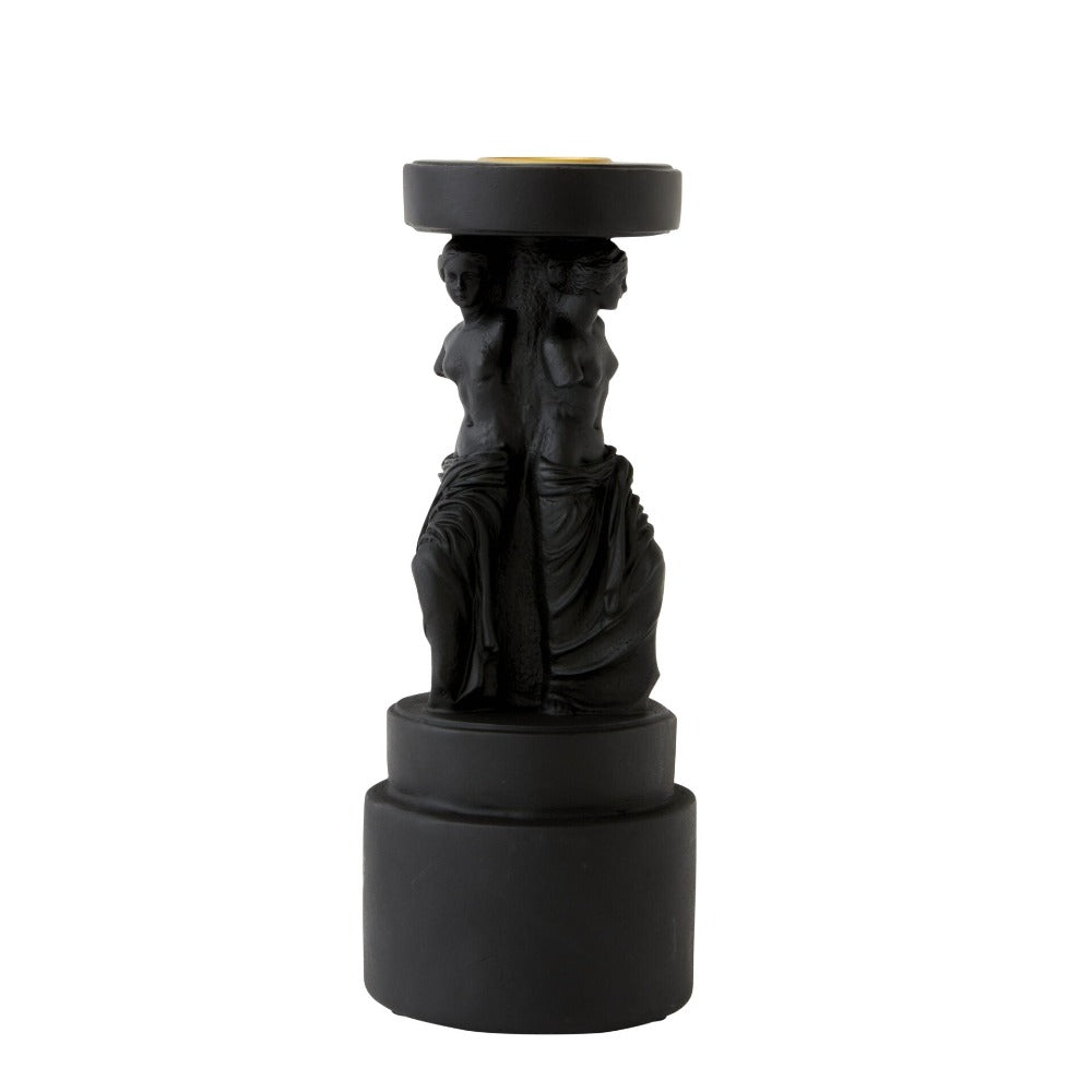 Renaissance Goddesses Pillar Candle Holder - Black
