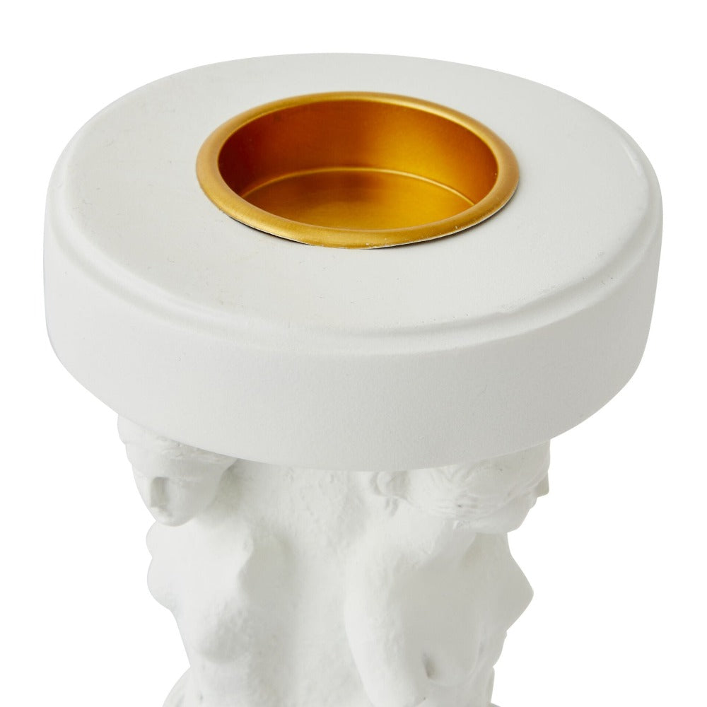 Renaissance Goddesses Pillar Candle Holder - White