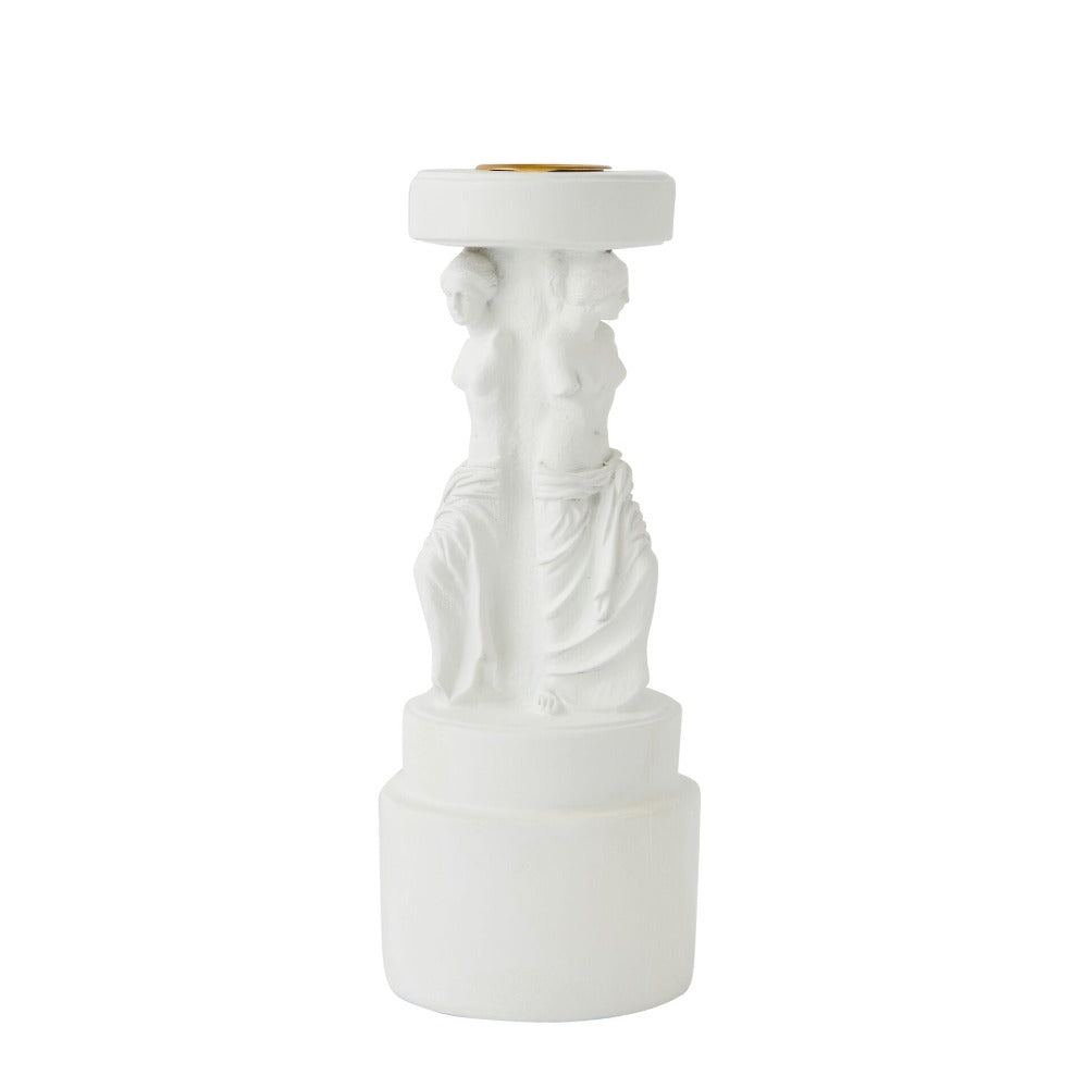 Renaissance Goddesses Pillar Candle Holder - White